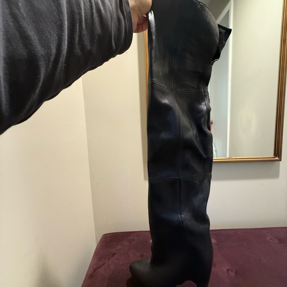 Black Over-the-Knee Leather Boots